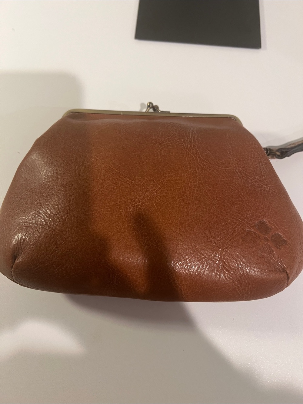 Patricia Nash Tan Embossed Leather Frame-Top Clutch - Picture 4 of 6